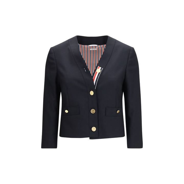 Thom Browne Blue Wool Oves Aries Biker Jacket