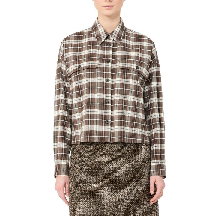 Max Mara Brown Cotton Pattern Shirt