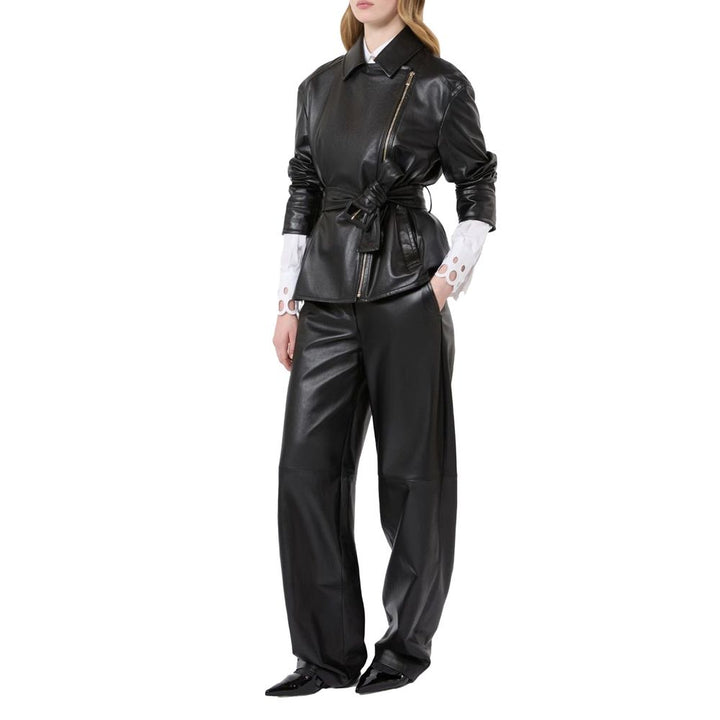 Max Mara Black Lambskin Leather Jacket