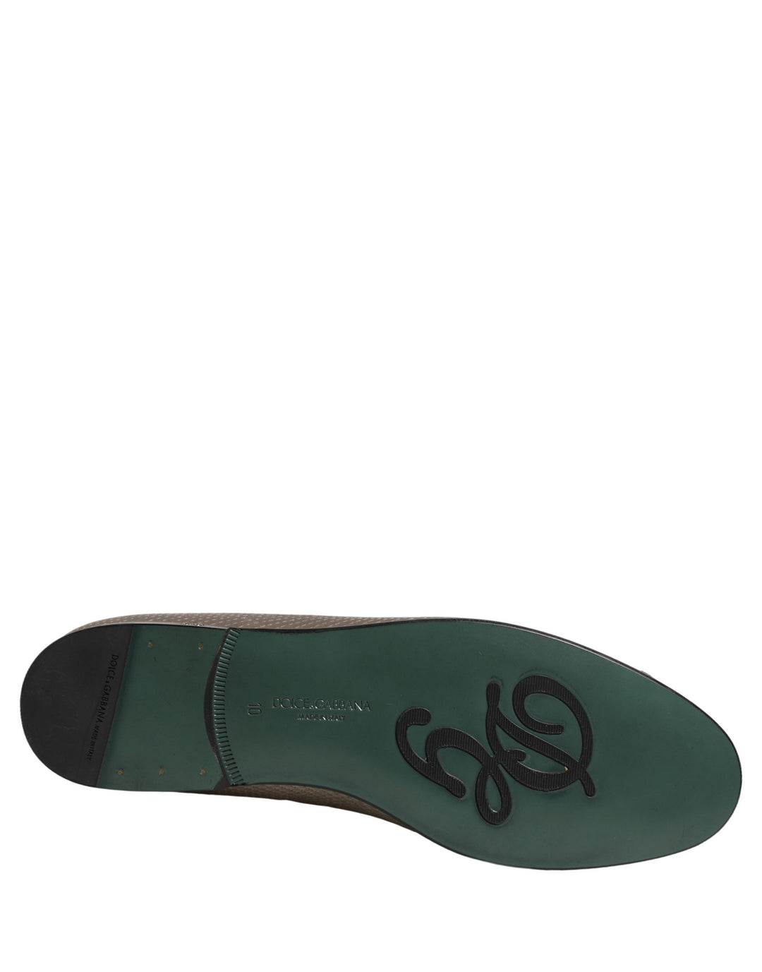 Dolce &amp; Gabbana Silver Leather Logo Slip On Loafers Shoes