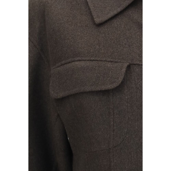 Max Mara Brown Wool Oves Aries Full-Length Jacket