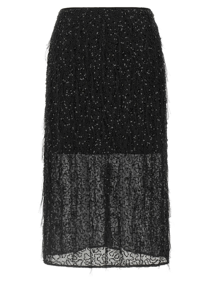 Twinset Black Polyester Midi Skirt