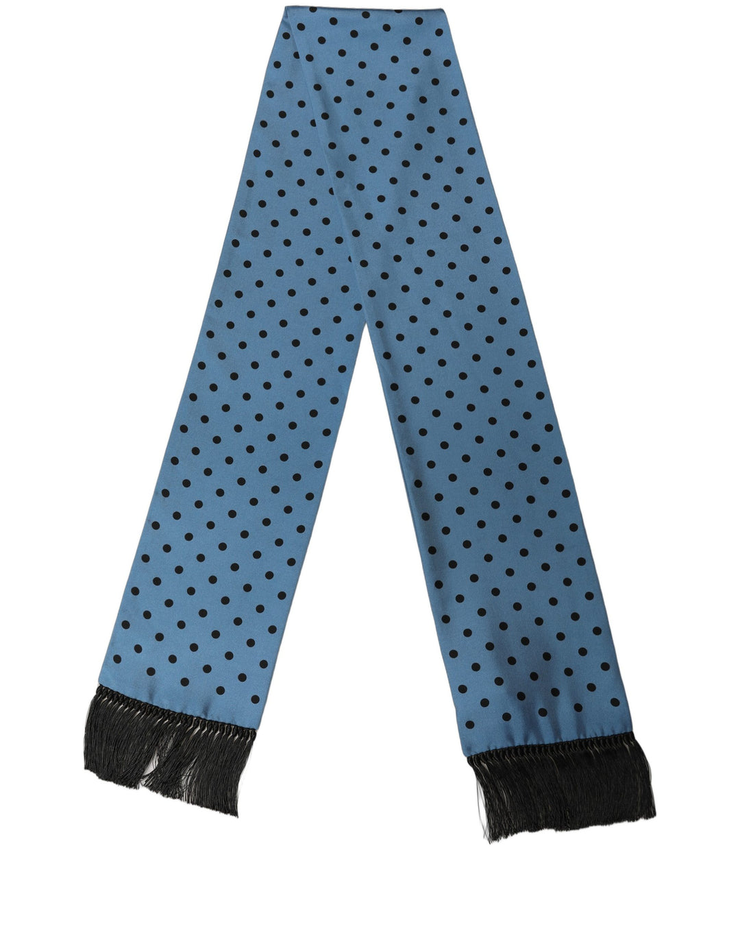 Dolce &amp; Gabbana Blue Polka Dot Silk Fringed Lace Stole Scarf
