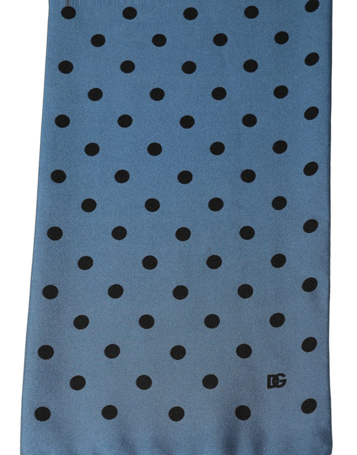 Dolce &amp; Gabbana Blue Polka Dot Silk Fringed Lace Stole Scarf