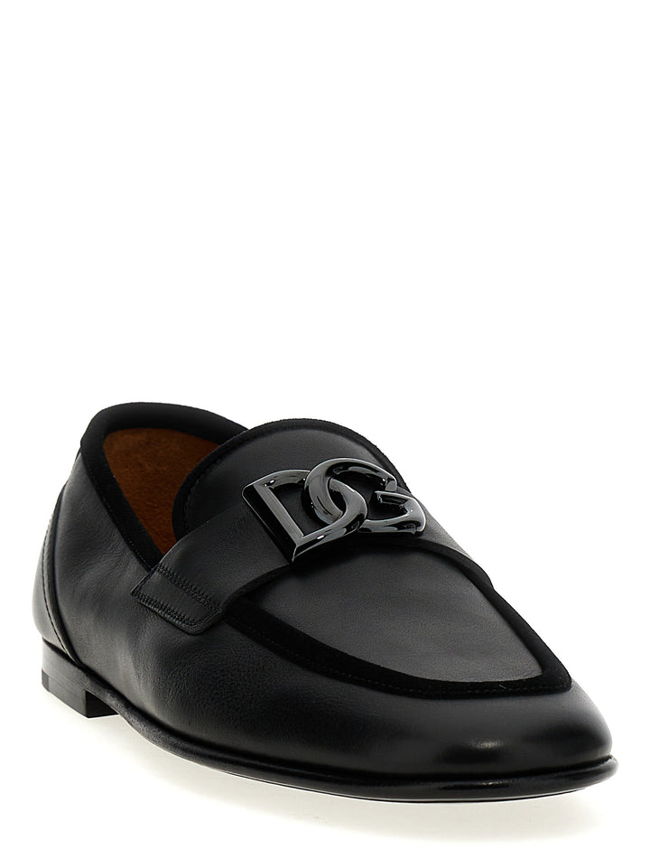 Dolce &amp; Gabbana Black Calfskin Slip-On Loafers
