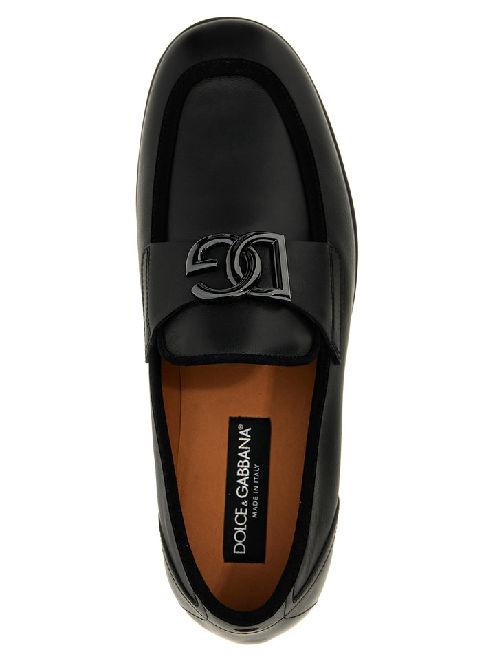 Dolce &amp; Gabbana Black Calfskin Slip-On Loafers