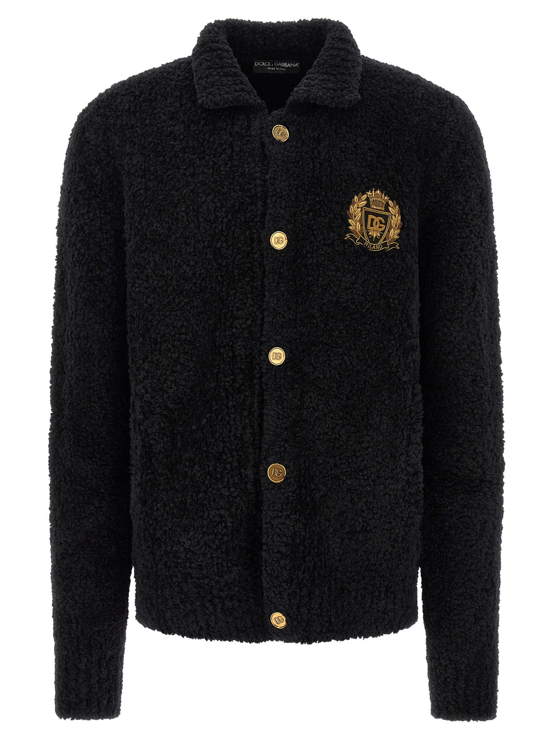 Dolce &amp; Gabbana Black Alpaca Leather Cardigan