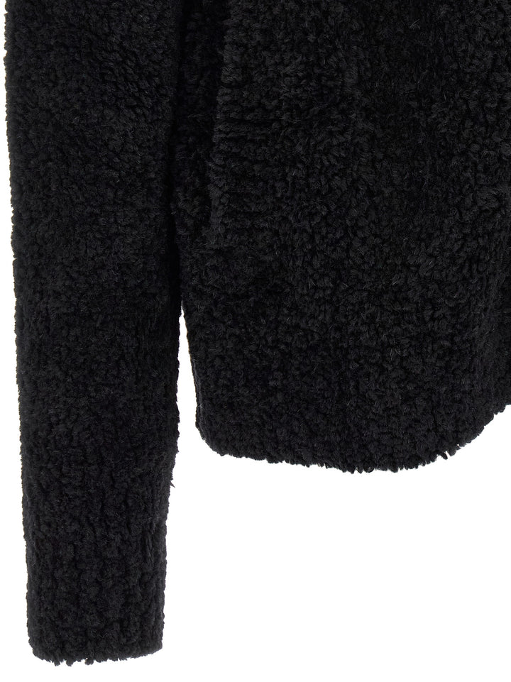 Dolce &amp; Gabbana Black Alpaca Leather Cardigan