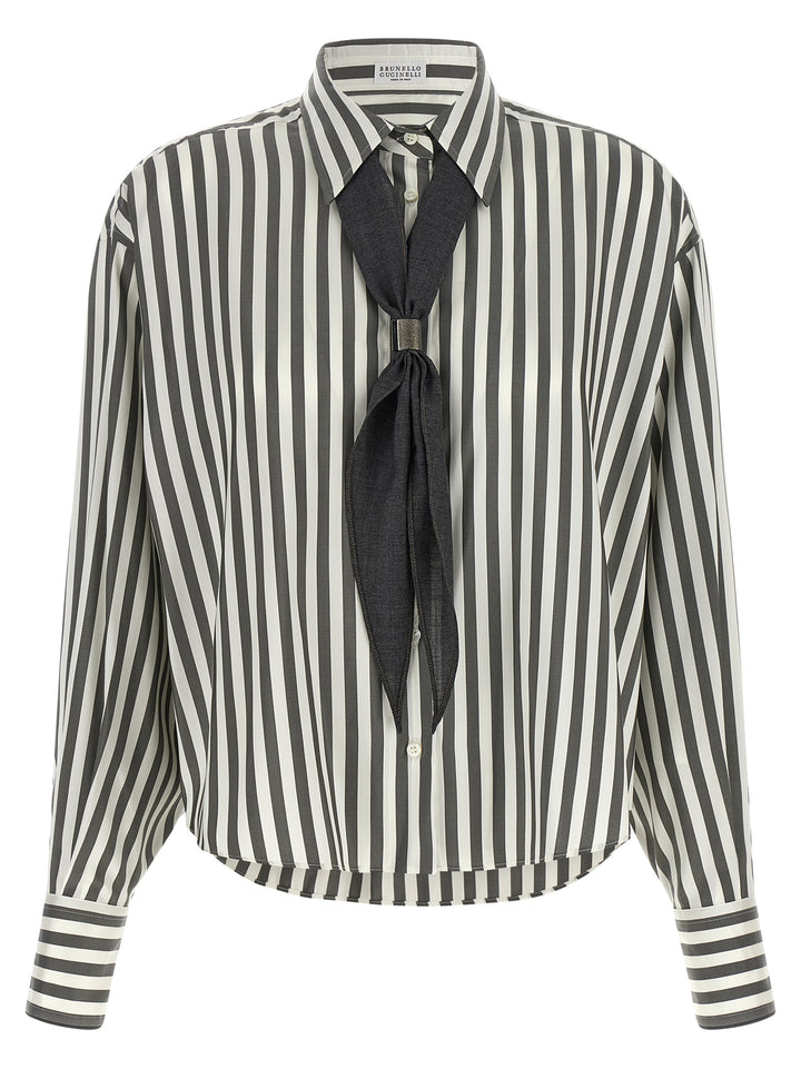 Brunello Cucinelli Bicolor Silk Blouse