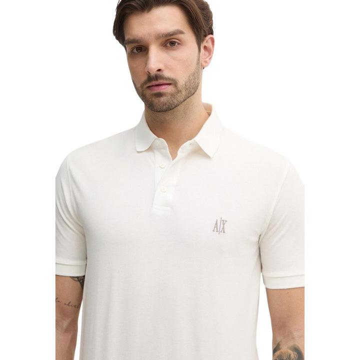 Armani Exchange White Cotton Polo Shirt