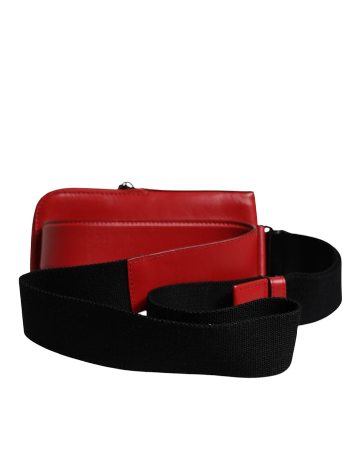 Dolce &amp; Gabbana Red Calfskin Leather Phone Cardholder Crossbody Borse Bag
