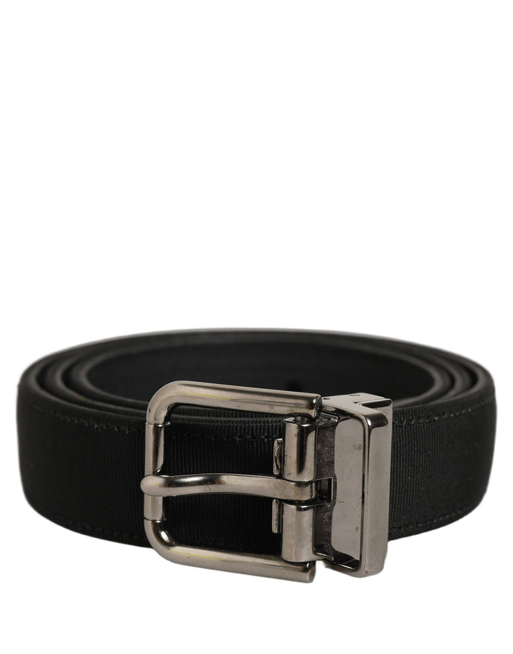 Dolce &amp; Gabbana Black Classic Leather Silver Tone Buckle Belt