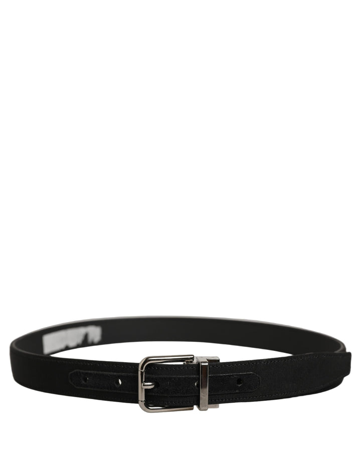 Dolce &amp; Gabbana Black Classic Leather Silver Tone Buckle Belt
