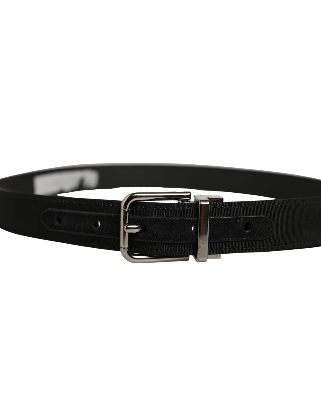 Dolce &amp; Gabbana Black Classic Leather Silver Tone Buckle Belt