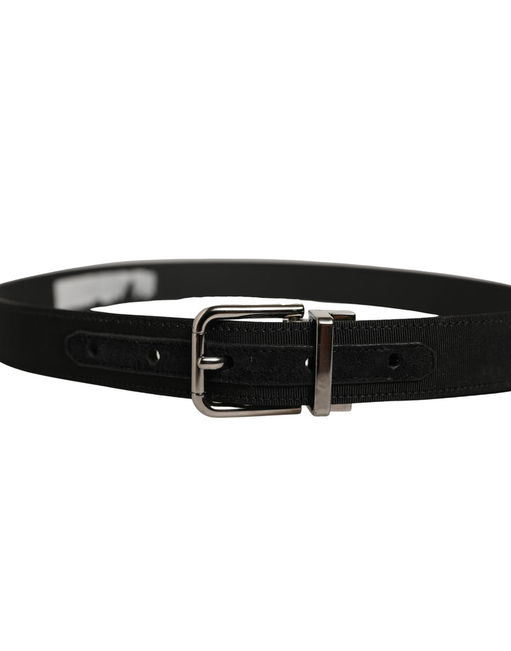 Dolce &amp; Gabbana Black Classic Leather Silver Tone Buckle Belt