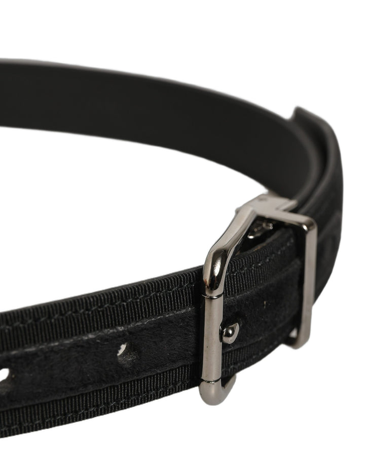 Dolce &amp; Gabbana Black Classic Leather Silver Tone Buckle Belt