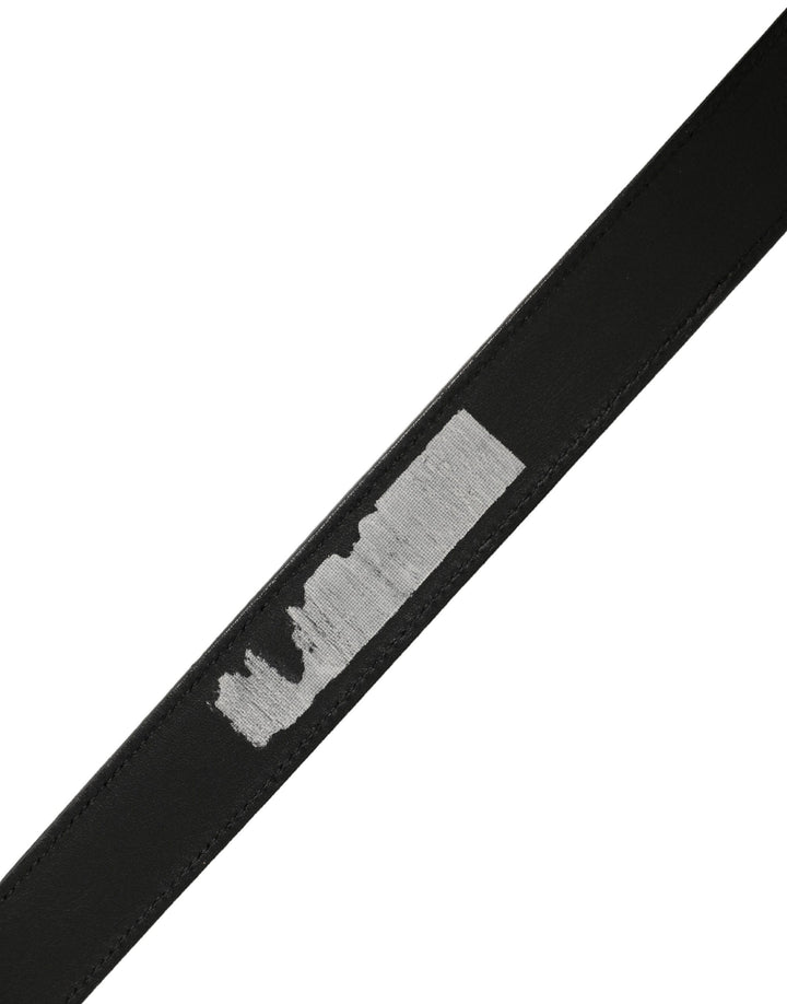 Dolce &amp; Gabbana Black Classic Leather Silver Tone Buckle Belt