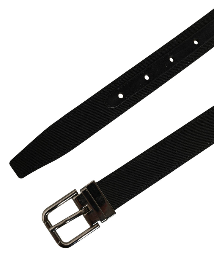 Dolce &amp; Gabbana Black Classic Leather Silver Tone Buckle Belt