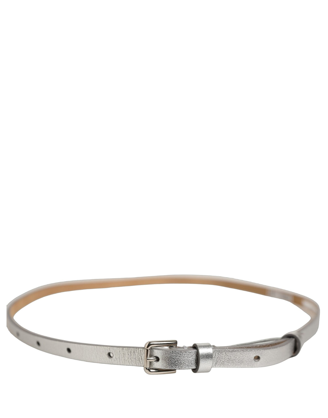 Dolce &amp; Gabbana Metallic Silver Leather Square Buckle Belt