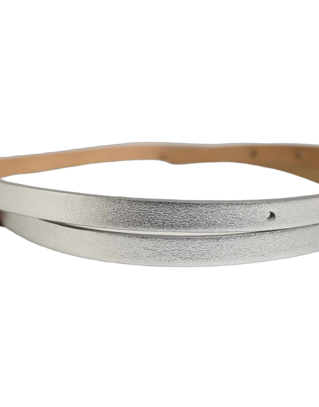 Dolce &amp; Gabbana Metallic Silver Leather Square Buckle Belt