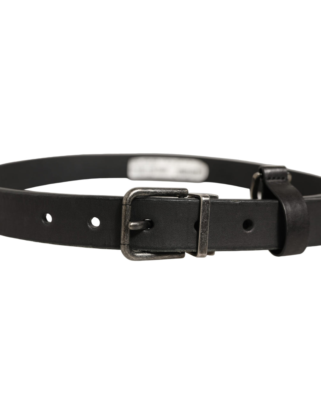 Dolce &amp; Gabbana Black Leather Antique Finish Buckle Belt