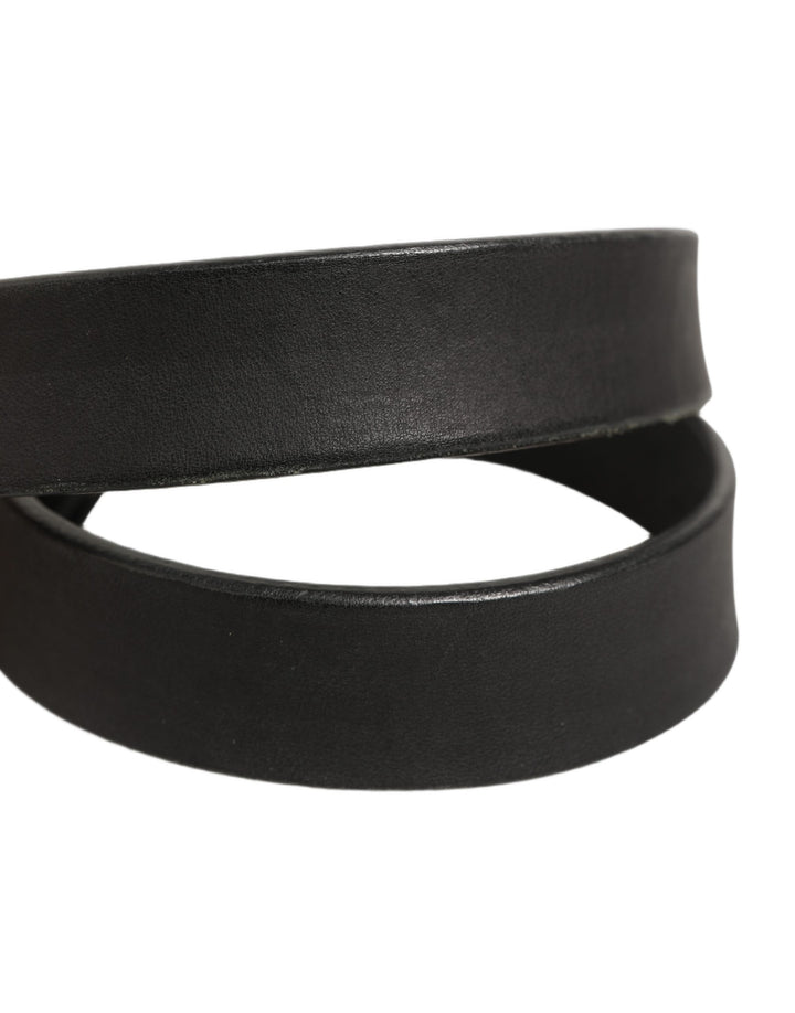 Dolce &amp; Gabbana Black Leather Antique Finish Buckle Belt
