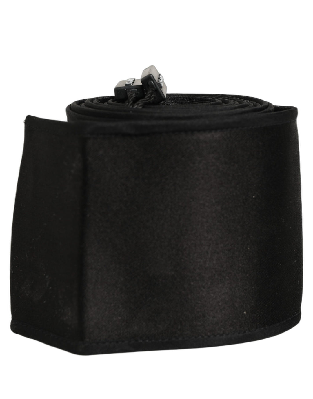 Dolce &amp; Gabbana Black Satin Silk Wide Band Waist Cintura Belt