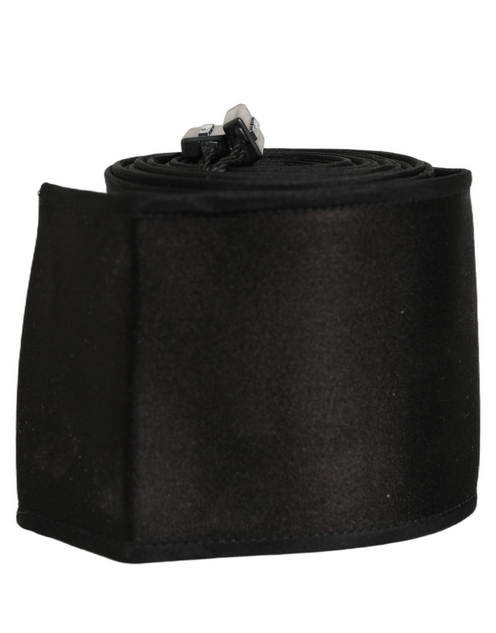 Dolce &amp; Gabbana Black Satin Silk Wide Band Waist Cintura Belt