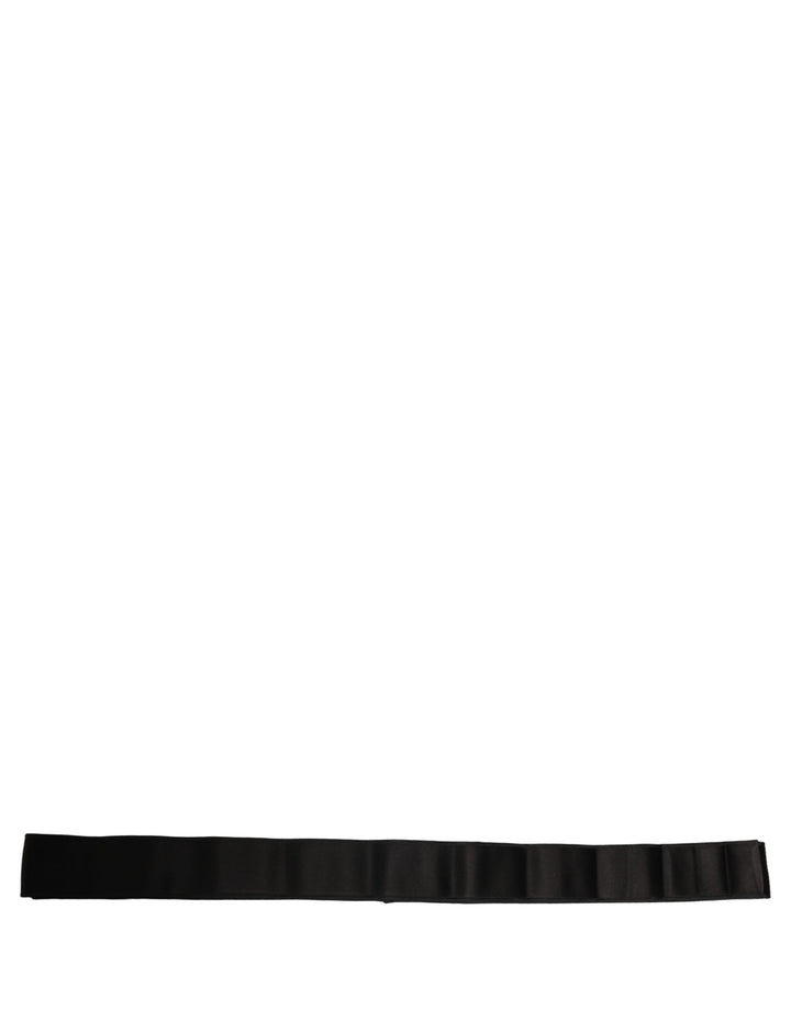 Dolce &amp; Gabbana Black Satin Silk Wide Band Waist Cintura Belt