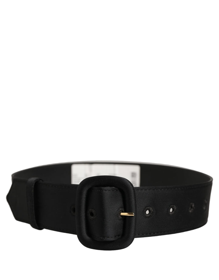 Dolce &amp; Gabbana Black Wide Fabric Oval Buckle Cintura Belt