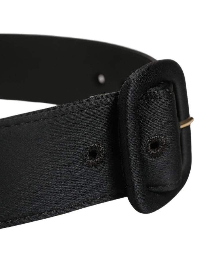 Dolce &amp; Gabbana Black Wide Fabric Oval Buckle Cintura Belt