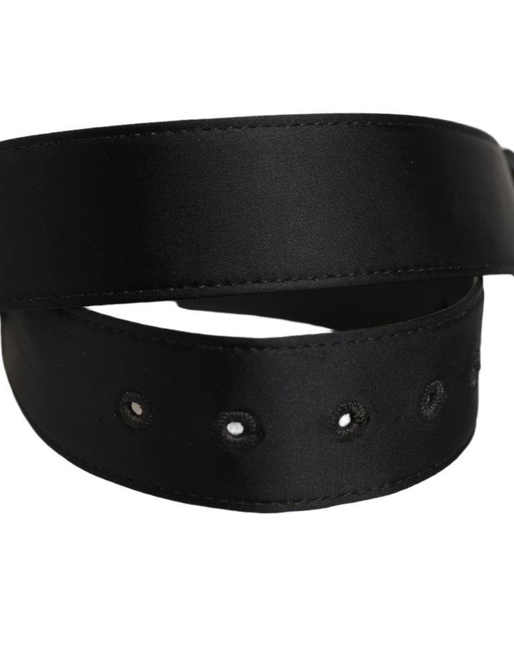 Dolce &amp; Gabbana Black Wide Fabric Oval Buckle Cintura Belt