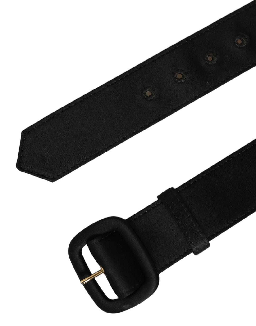 Dolce &amp; Gabbana Black Wide Fabric Oval Buckle Cintura Belt