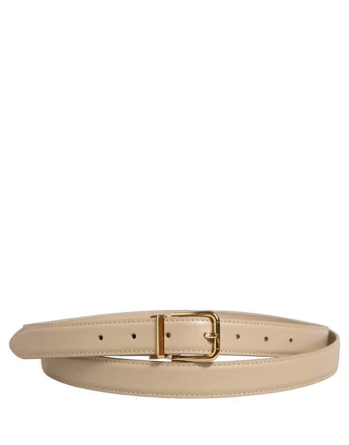 Dolce &amp; Gabbana Beige Leather Double Wrap Gold Buckle Belt