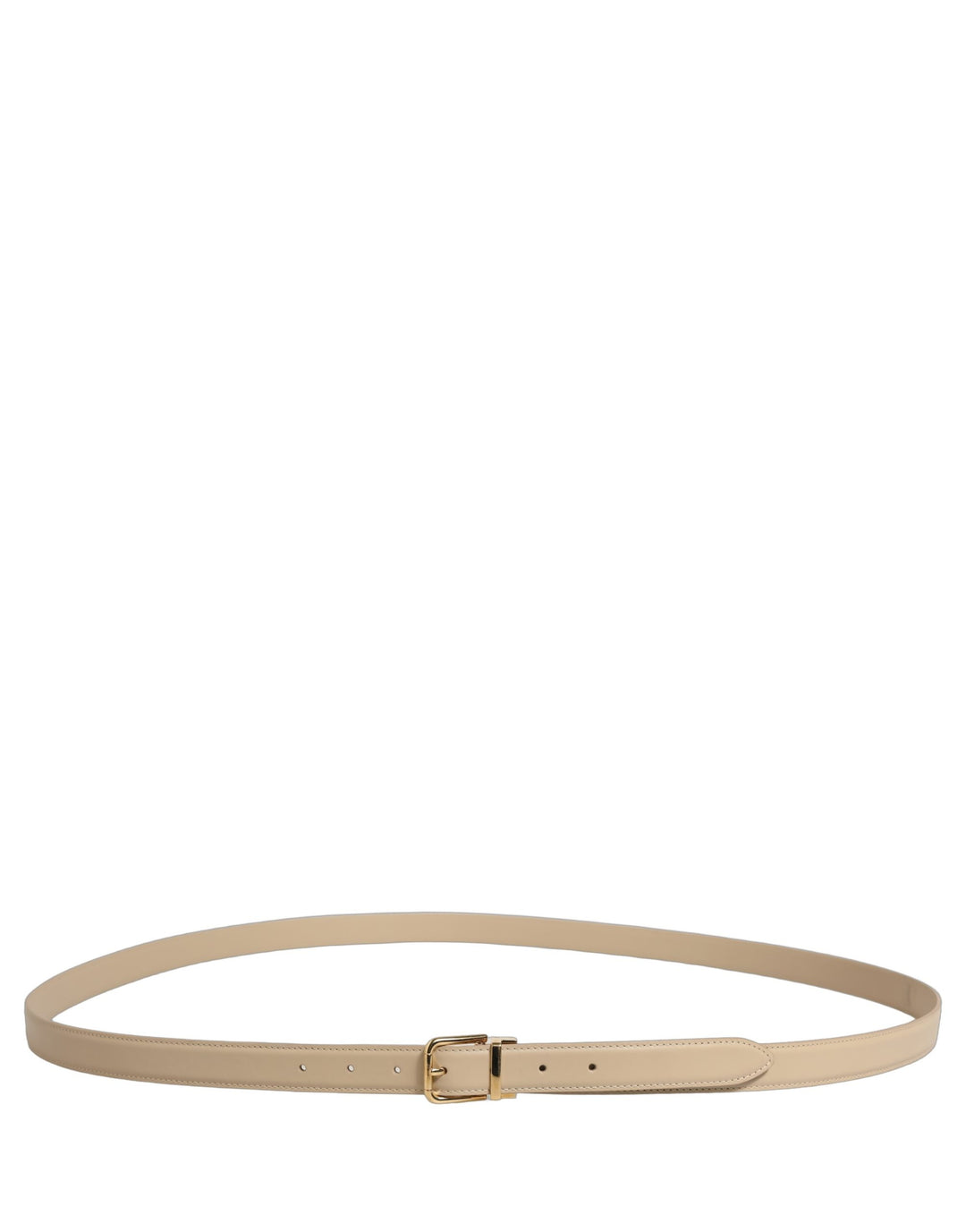 Dolce &amp; Gabbana Beige Leather Double Wrap Gold Buckle Belt