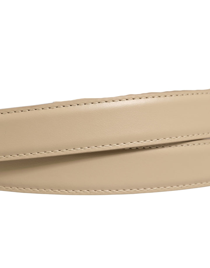Dolce &amp; Gabbana Beige Leather Double Wrap Gold Buckle Belt