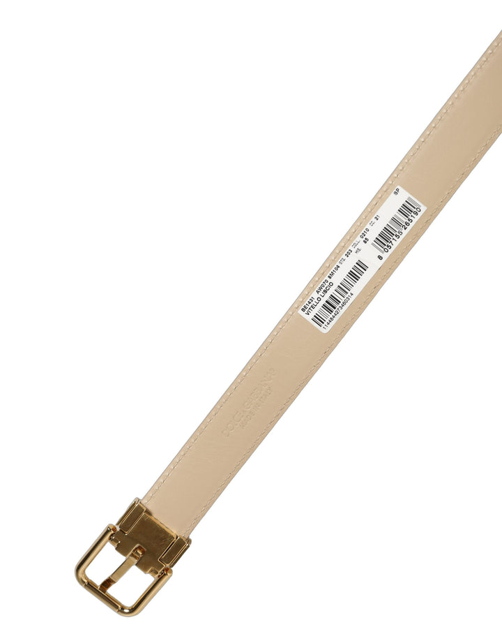 Dolce &amp; Gabbana Beige Leather Double Wrap Gold Buckle Belt
