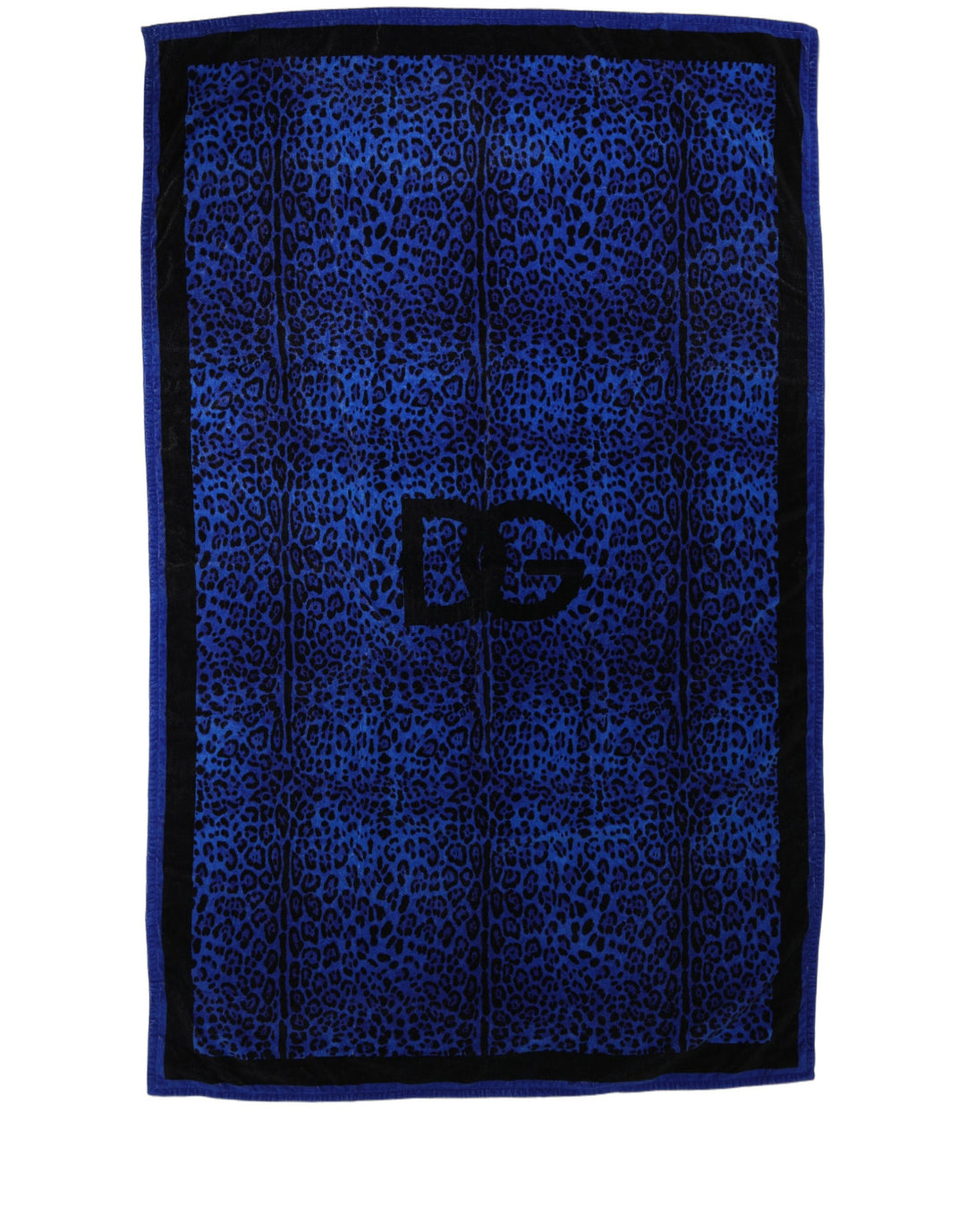 Dolce &amp; Gabbana Royal Blue Leopard DG Logo 100% Cotton Beach Towel
