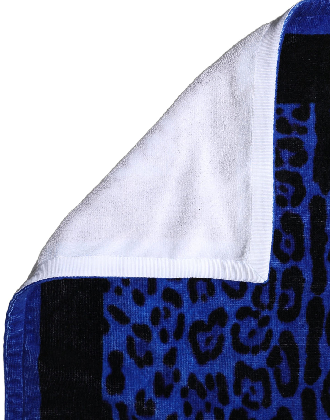 Dolce &amp; Gabbana Royal Blue Leopard DG Logo 100% Cotton Beach Towel