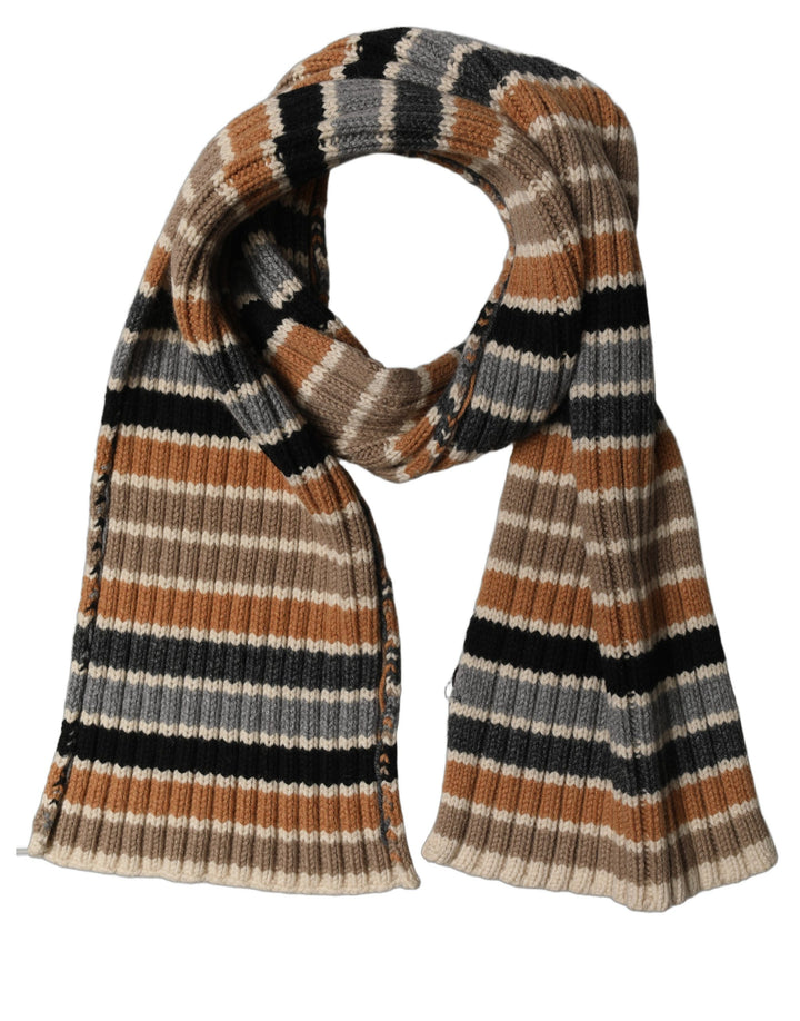 Dolce &amp; Gabbana Multicolor Striped Knitted Viscose Shawl Scarf