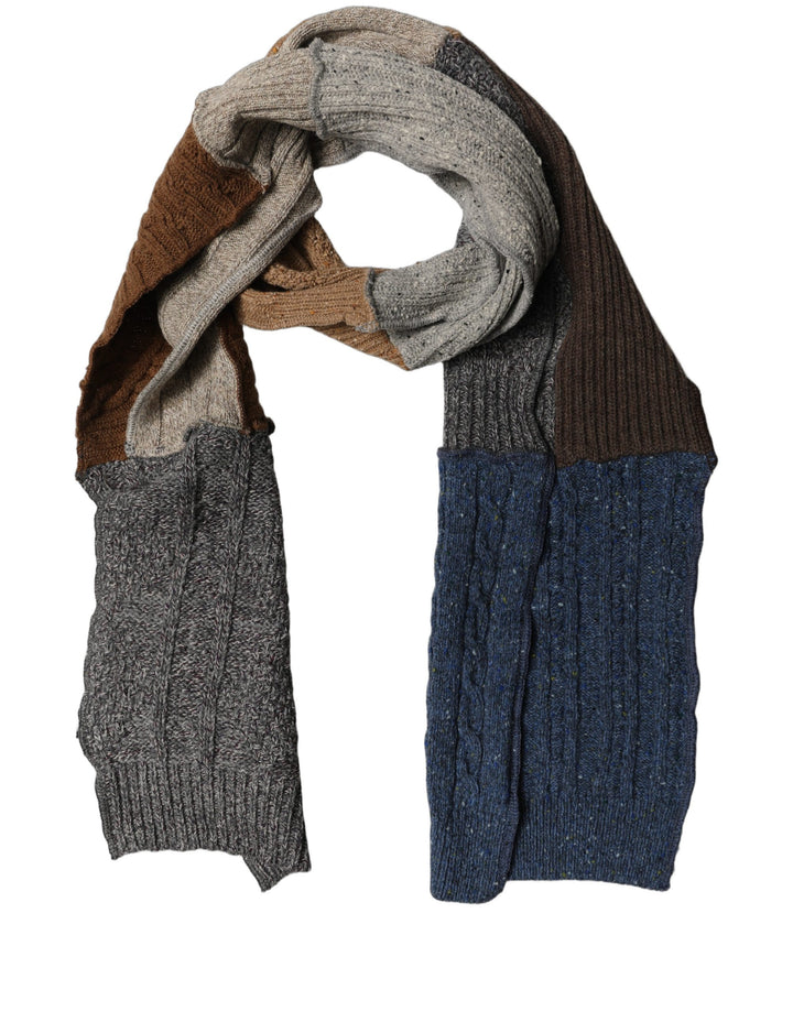 Dolce &amp; Gabbana Multicolor Patchwork Wool Knit Shawl Scarf