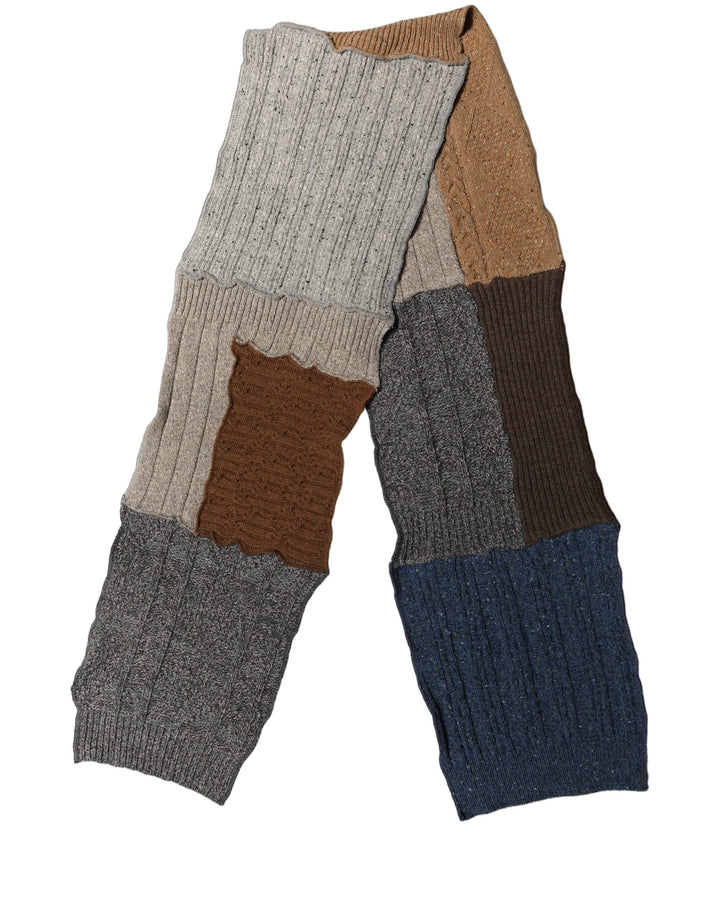 Dolce &amp; Gabbana Multicolor Patchwork Wool Knit Shawl Scarf