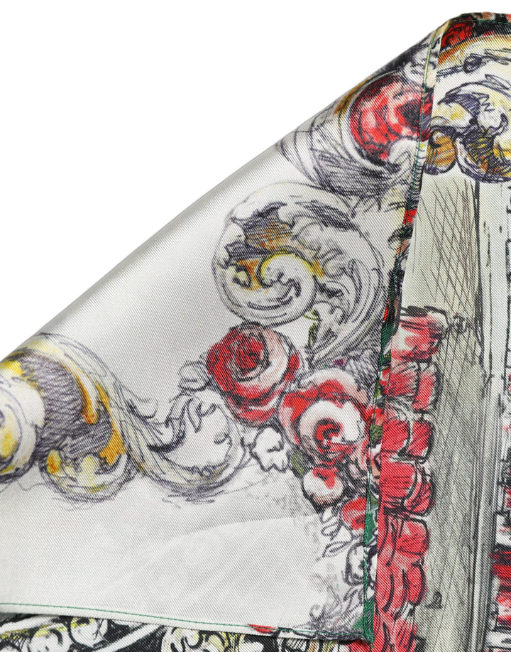 Dolce &amp; Gabbana Multicolor Silk Printed Square Foulard Scarf