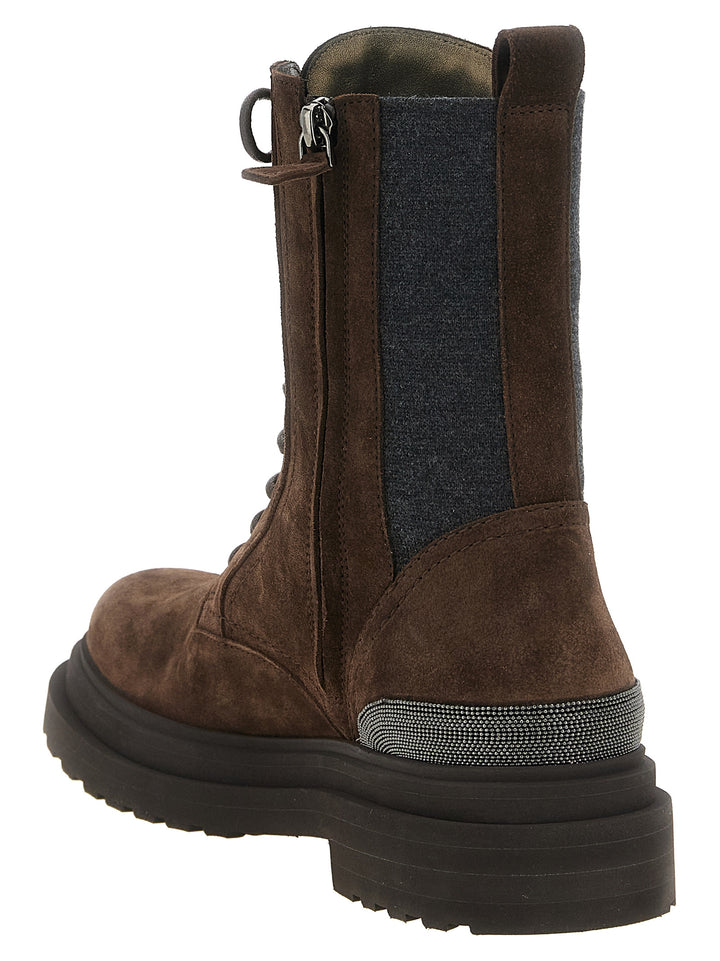 Brunello Cucinelli Brown Calfskin Lace-Up Boots