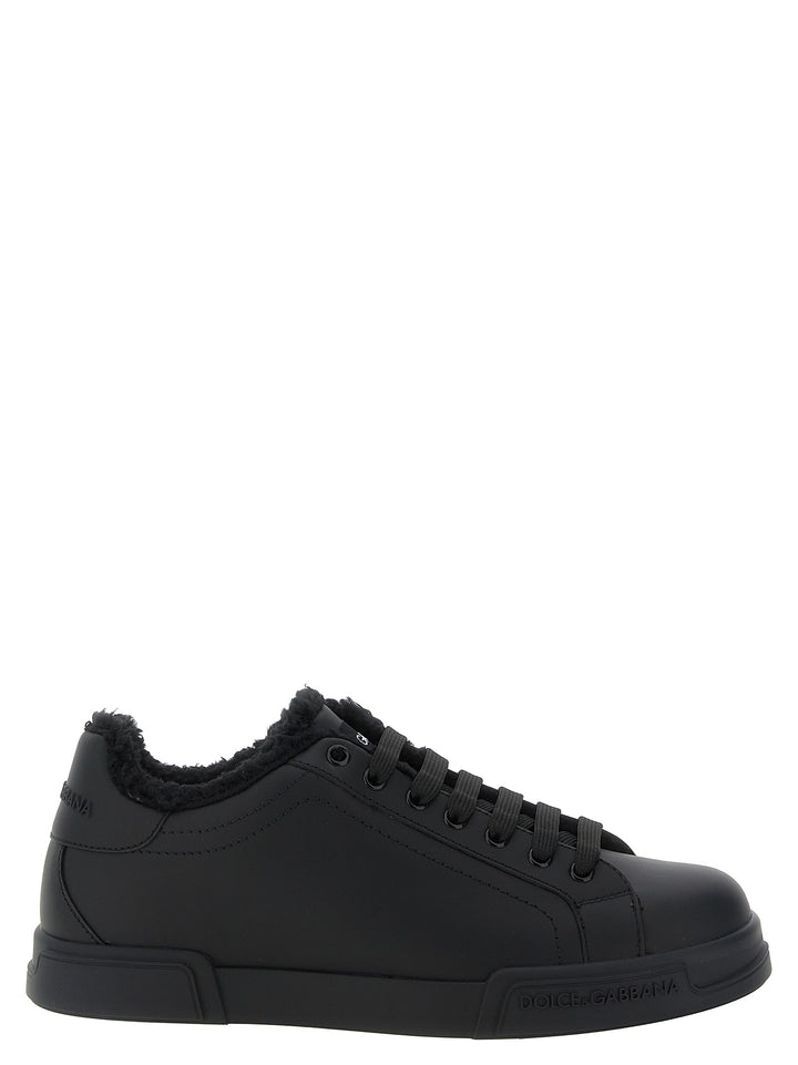 Dolce &amp; Gabbana Black Calfskin Low Top Sneakers