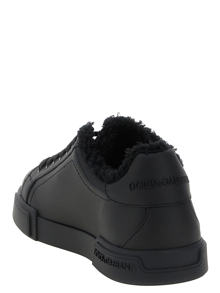 Dolce &amp; Gabbana Black Calfskin Low Top Sneakers