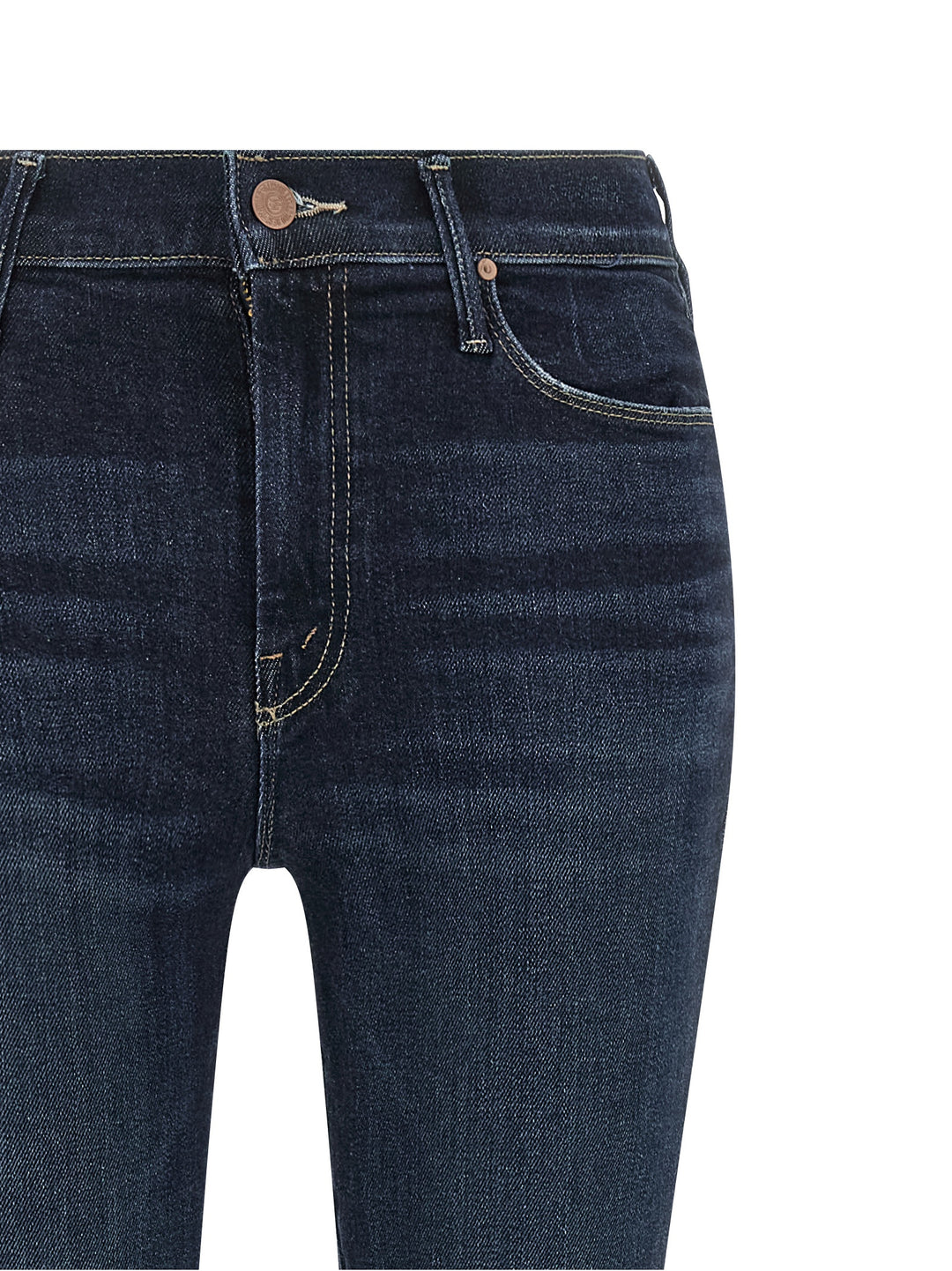 Mother Denim Blue Cotton Flared Jeans
