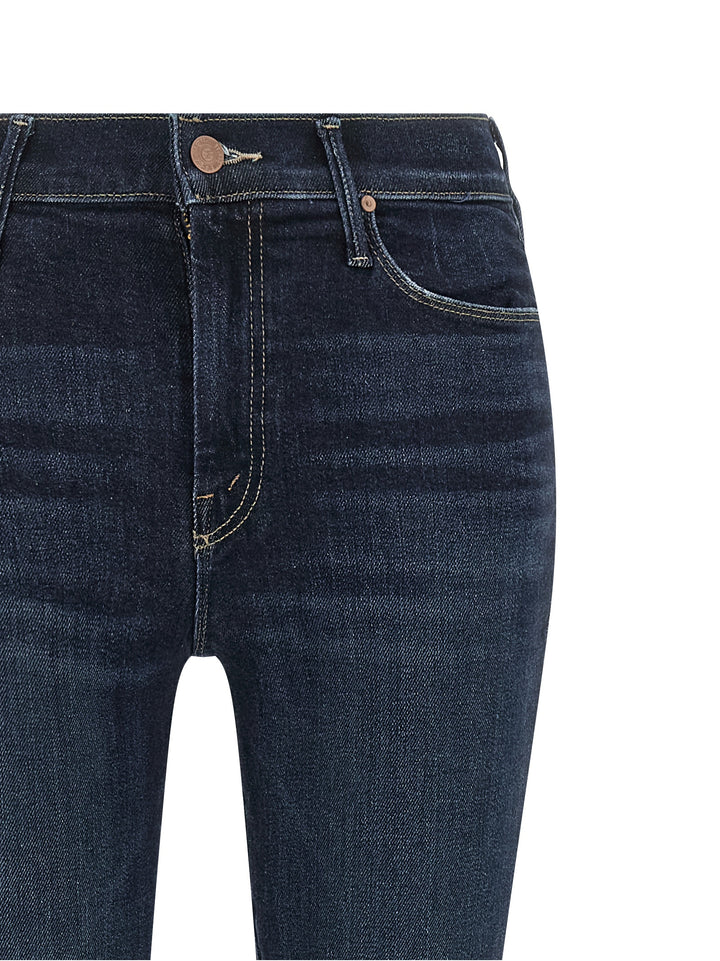 Mother Denim Blue Cotton Flared Jeans