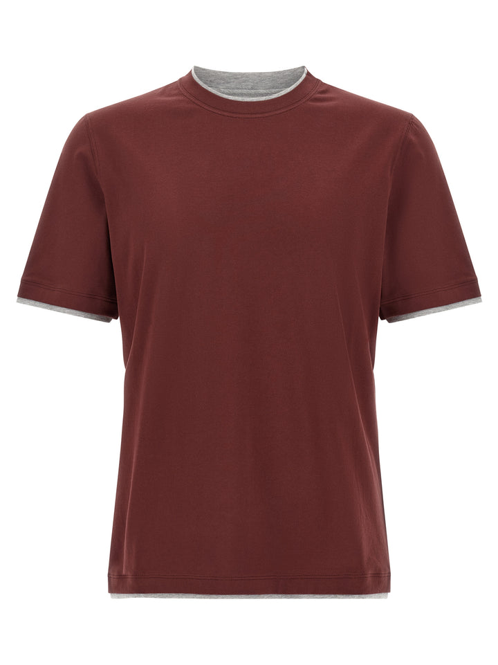 Brunello Cucinelli Bordeaux Cotton T-Shirt