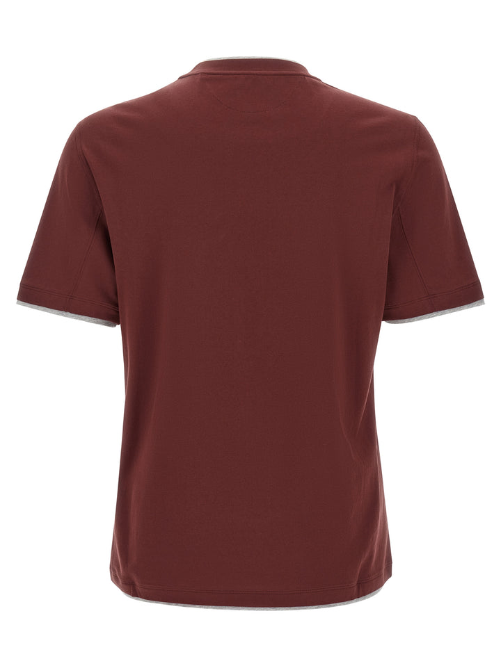 Brunello Cucinelli Bordeaux Cotton T-Shirt